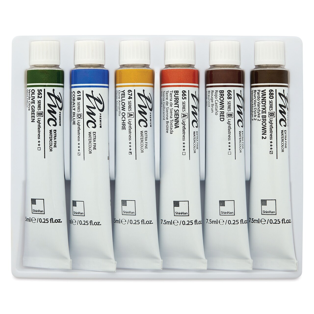 PWC Extra Fine Professional Watercolor - Set of 6, Earth Colors, 7.5 ml
